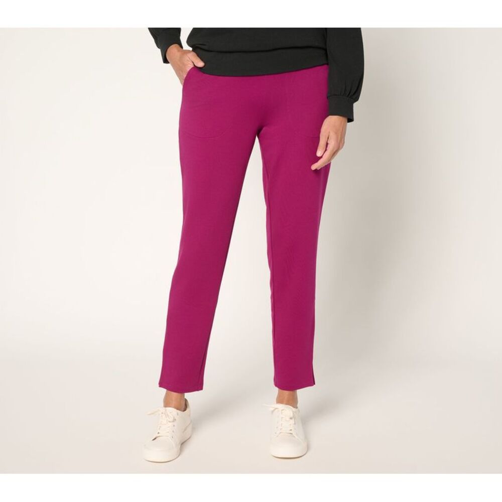Denim & Co. Women's Petite Pants PXL Active Brushed Back French Terry Red